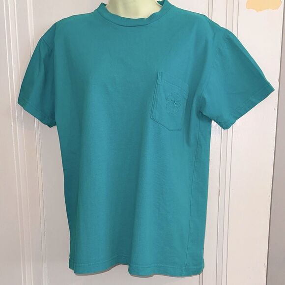 Vintage 80s/90s J L Plum Teal Short Sleeve Cotton T-shirt/ embroidered pocket - Picture 1 of 9